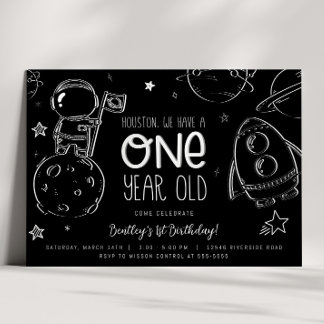 Space 1st Birthday - Houston Invitation