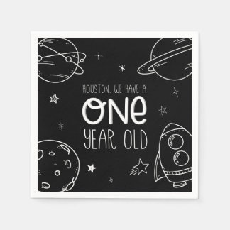 Space 1st Birthday - Houston One Year Old - Napkin