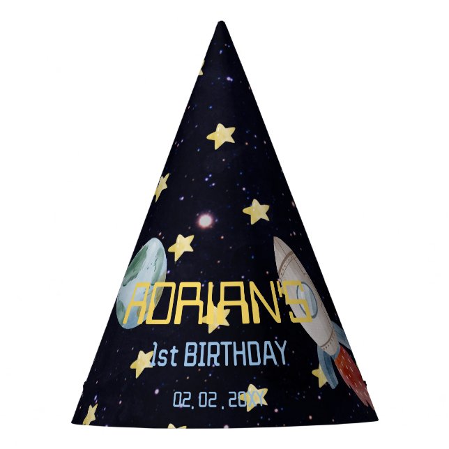 Space 1st Birthday Party First Trip Around The Sun Hat (Front)