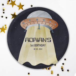 Space 1st Birthday Party First Trip Around The Sun Paper Plate