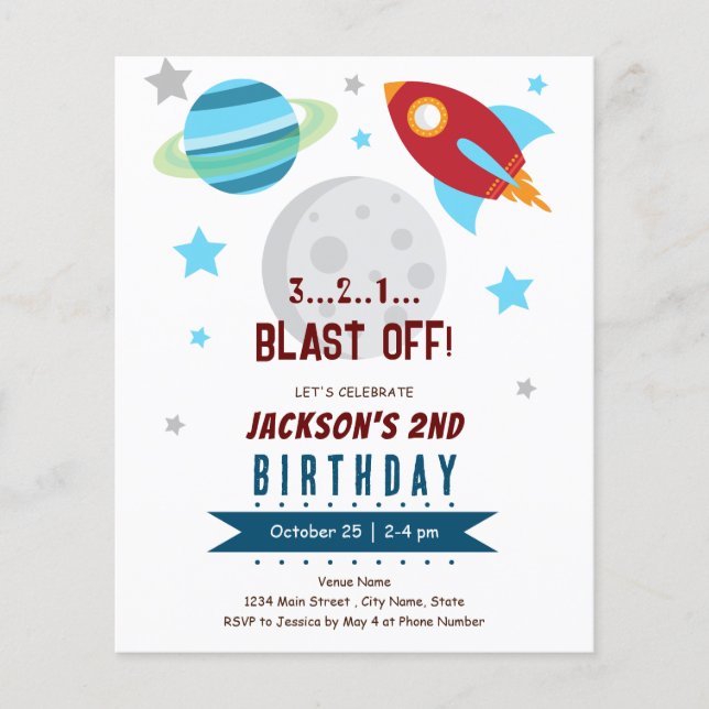 Space 2nd Birthday Budget (Front)