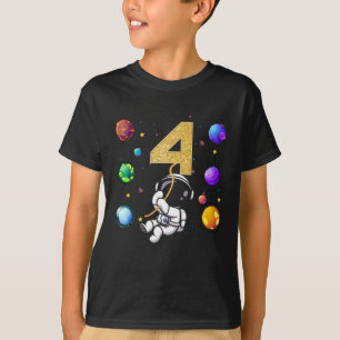 Space 4 Years Old 4th Birthday Planets Astronaut T-Shirt