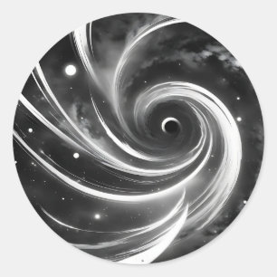 Space Abstract Black and White Classic Round Sticker