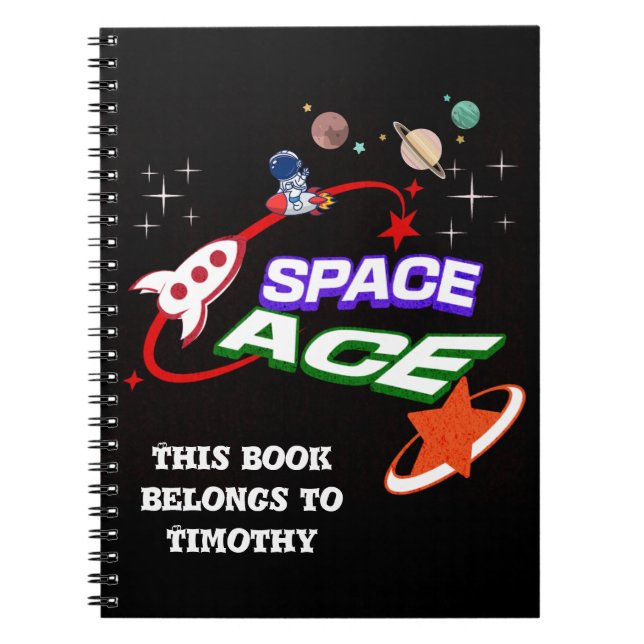 Space Ace | Planets | Stars | Rocket | editable Notebook (Front)