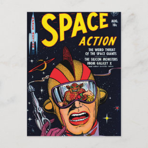 Space Action #2 Vintage Sci Fi Comic Book Cover Postcard