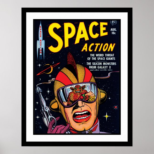 Space Action #2 Vintage Sci Fi Comic Book Cover Poster (Front)