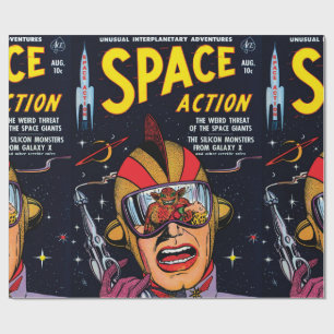 Space Action #2 Vintage Sci Fi Comic Book Cover Wrapping Paper