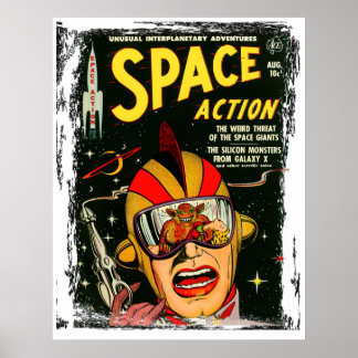 Space Action Retro Sci-fi Comic Cover  Vintage Poster
