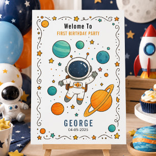 Space Adventure 1st Birthday Outer Space Acrylic Sign