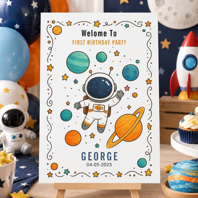 Space Adventure 1st Birthday | Outer Space Acrylic Sign (Space Adventure 1st Birthday | Outer Space Acrylic Sign)