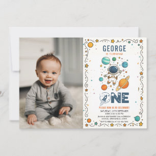 Space Adventure 1st birthday Outer Space Invitation
