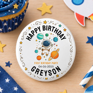 Space Adventure 1st Birthday Outer Space Party 3 Cm Round Badge