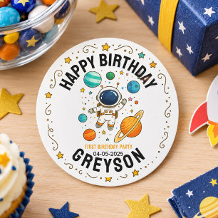 Space Adventure 1st Birthday Outer Space Party Classic Round Sticker