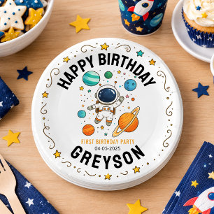 Space Adventure 1st Birthday Outer Space Party Paper Plate