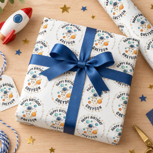 Space Adventure 1st Birthday Outer Space Party Wrapping Paper