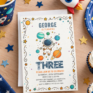 Space Adventure 3rd Birthday Outer Space Party Invitation