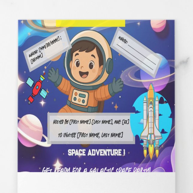 Space Adventure Birthday Invitation - Flat Card (Flap)