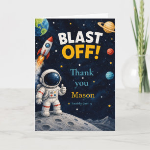 Space Adventure Birthday Party Thank You Card