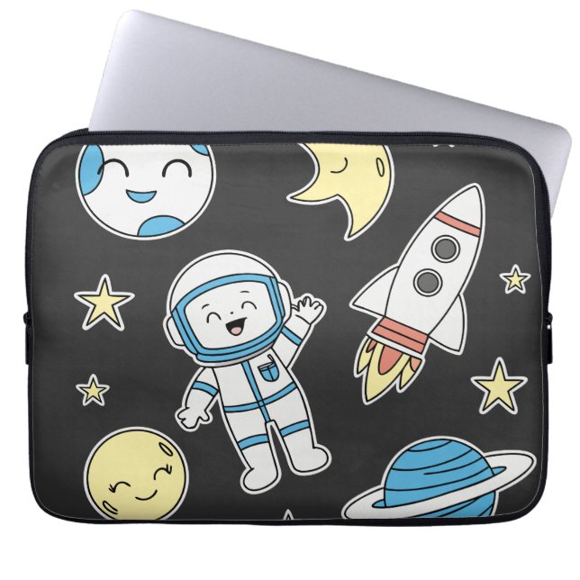 Space Adventure Cartoon – Laptop Sleeve Design (Front)