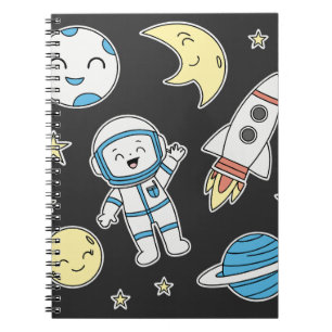 Space Adventure Cartoon – Notebook Design
