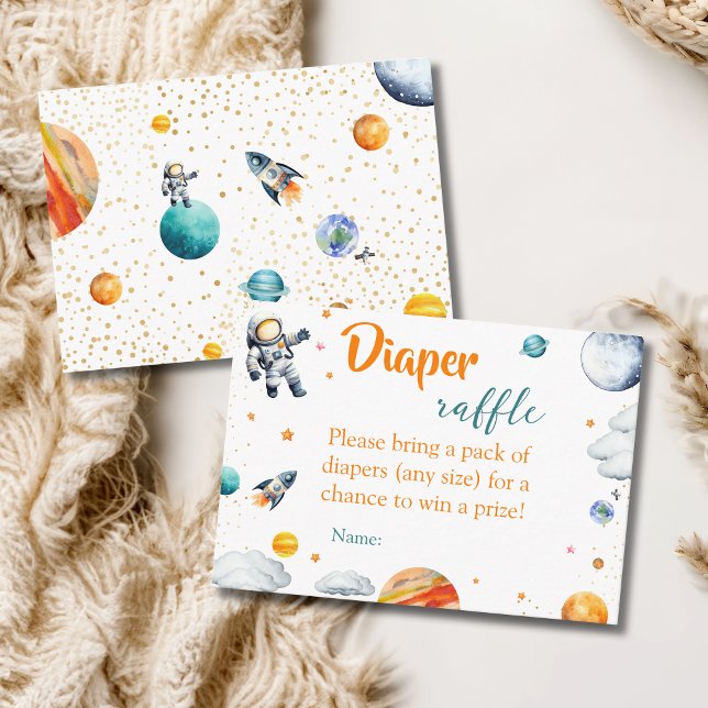 Space Adventure Diaper Raffle Baby Boy Shower Enclosure Card (Creator Uploaded)