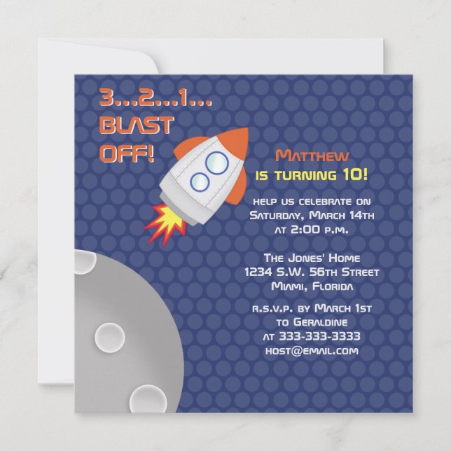 Space Adventure Invitation (Front)