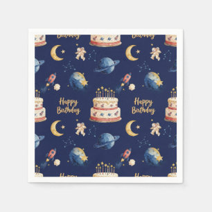 Space Adventure Kids Birthday Paper Napkin