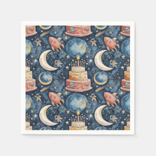 Space Adventure Kids Birthday Paper Napkin