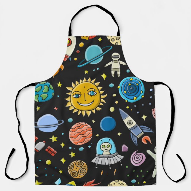 Space adventure: planets, rockets pattern. apron (Front)