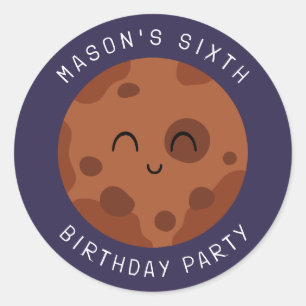 Space Adventure Playful Kids Birthday Cute Planet Classic Round Sticker