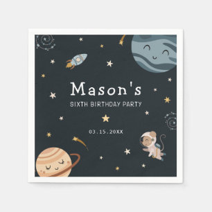 Space Adventure Playful Kids Birthday Party Napkin