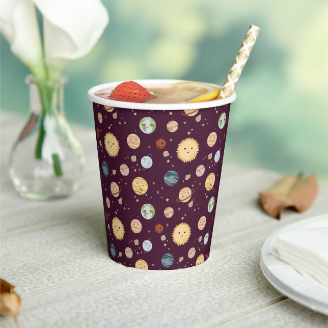 Space Adventure Playful Kids Birthday Party Paper Cups (Insitu)