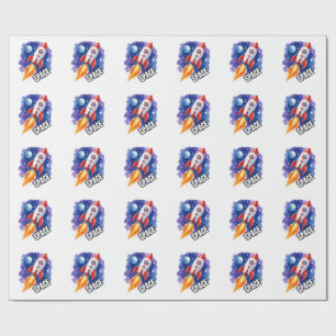 Space Adventure Poster   Adventure Awaits Among  Wrapping Paper