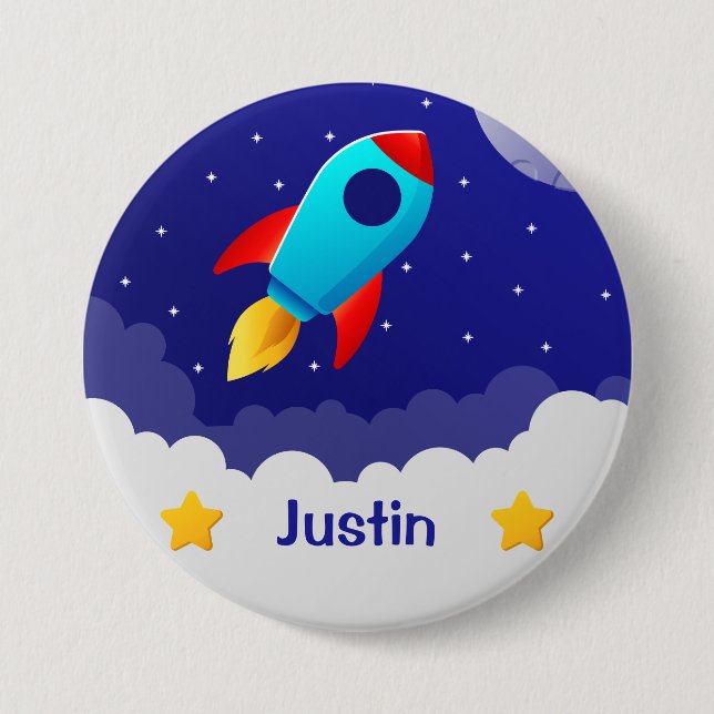 Space Adventure Rocket Design 7.5 Cm Round Badge (Front)