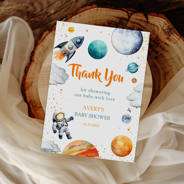 Space Adventure Thank You Card Rocket Planet  (Creator Uploaded)