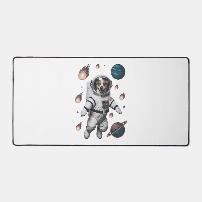 Space Adventure With A Dog Astronaut Desk Mat (Front)