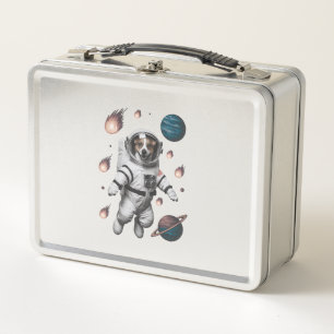 Space Adventure With A Dog Astronaut Metal Lunch Box