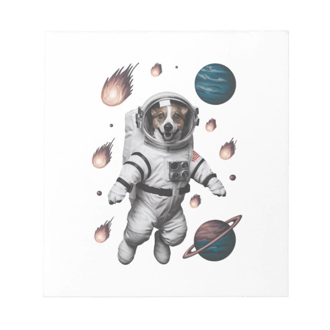 Space Adventure With A Dog Astronaut Notepad (Front)