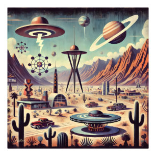 Space Age Alien Desert Invasion Fantasy Art Photo Print