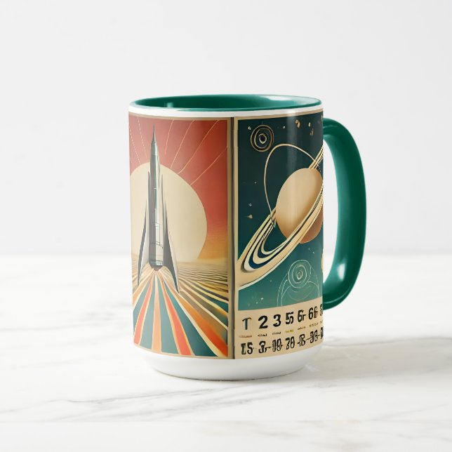 Space Age Art Space Time Calendar  Mug (Front Right)