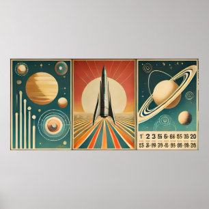 Space Age Art Space Time Calendar Poster