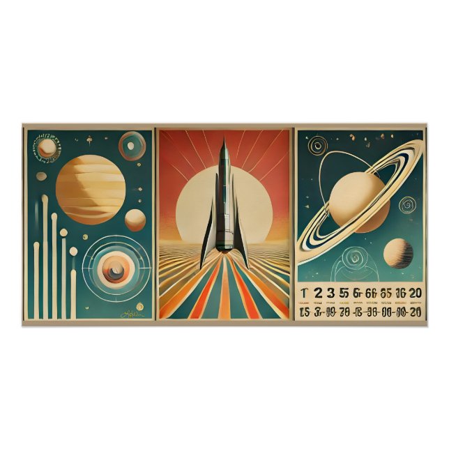 Space Age Art Space Time Calendar Poster (Front)