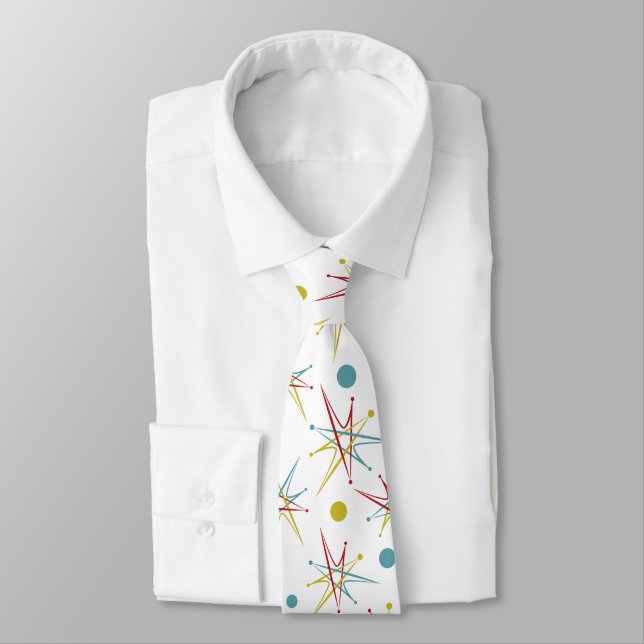 Space Age Atomic Retro Dot Custom Colors Tie (Tied)
