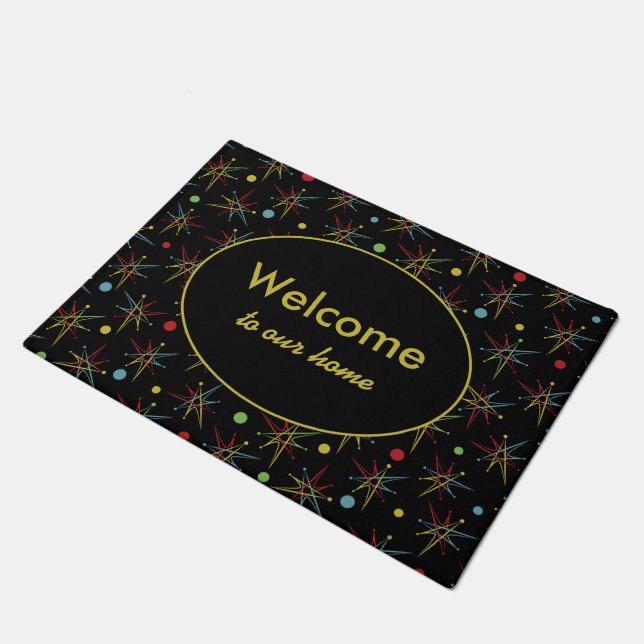 Space Age Atomic Retro Dot Custom Colours Doormat (Angled)