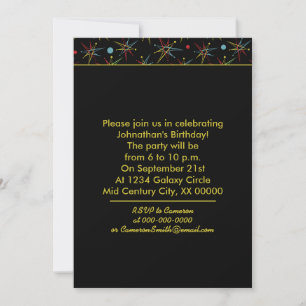 Space Age Atomic Retro Dot Custom Colours Invitation