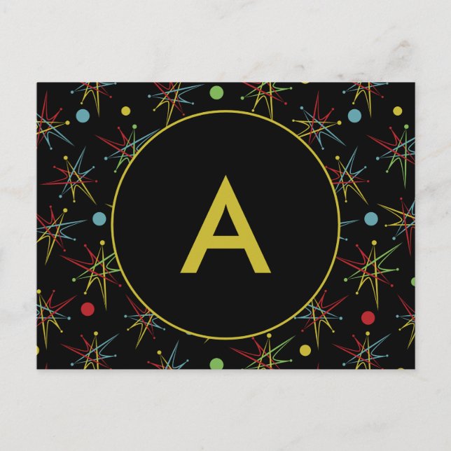 Space Age Atomic Retro Dot Custom Colours Postcard (Front)