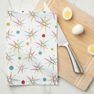 Space Age Atomic Retro Dot Custom Colours Tea Towel