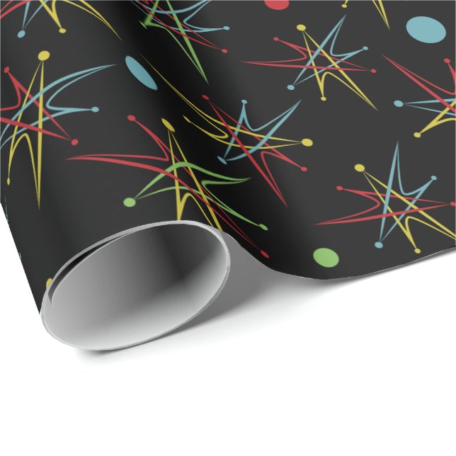 Space Age Atomic Retro Dot Custom Colours Wrapping Paper (Roll Corner)