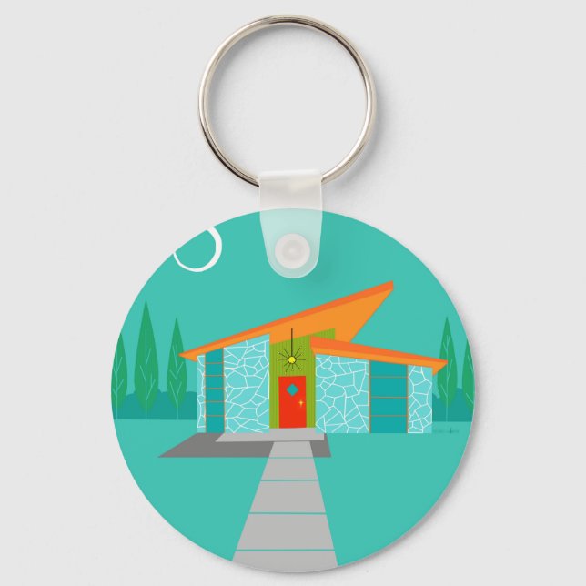 Space Age Cartoon Button Keychain (Front)