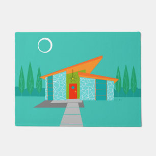 Space Age Cartoon House Door Mat